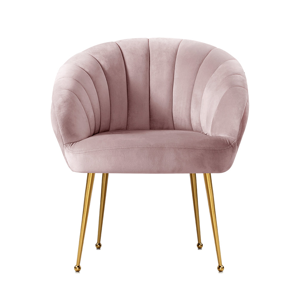 Artiss Armchair Velvet Pink Eloise - Furniture > Bar Stools & Chairs > Arm Chairs & Recliners