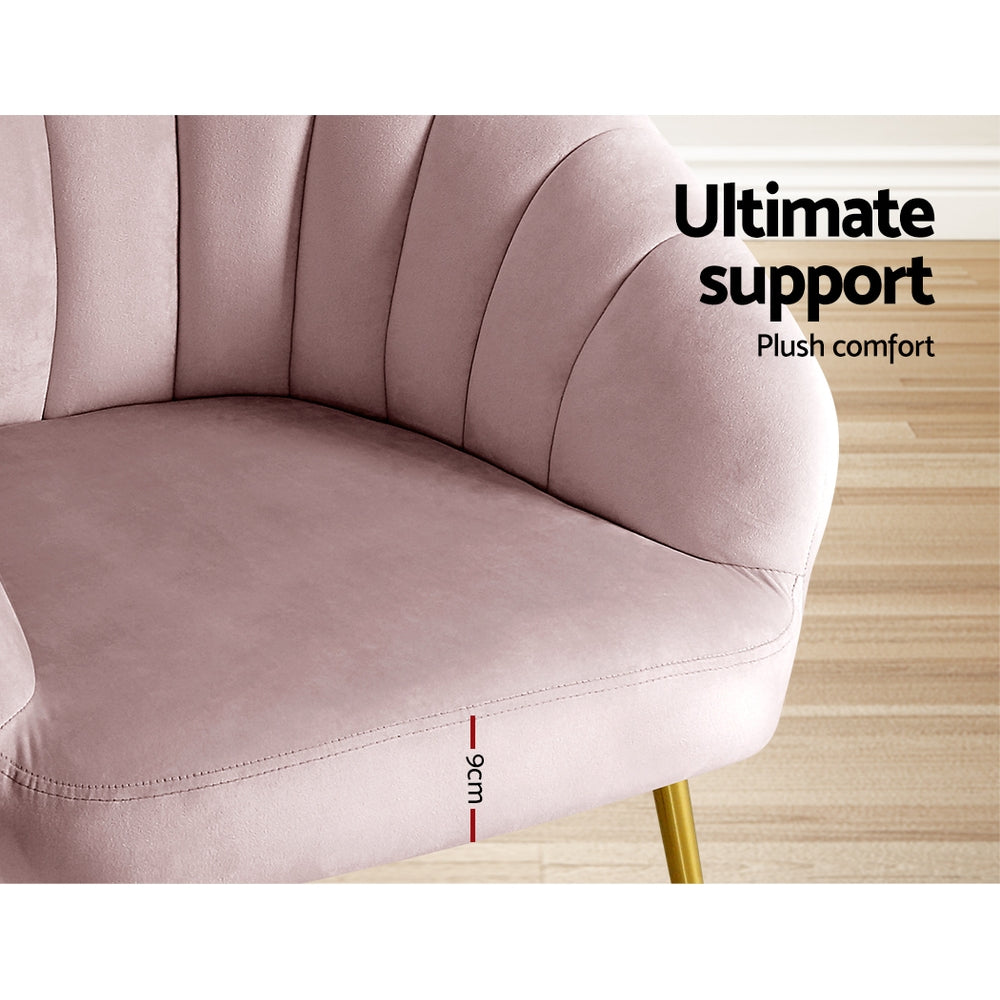 Artiss Armchair Velvet Pink Eloise - Furniture > Bar Stools & Chairs > Arm Chairs & Recliners