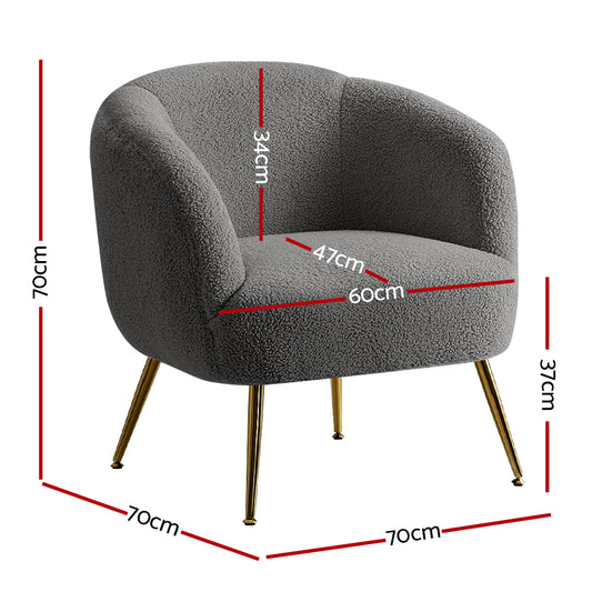 Artiss Armchair Lounge Chair Accent Chairs Arm Armchairs Sherpa Boucle Charcoal Furniture > Bar Stools & Chairs > Arm