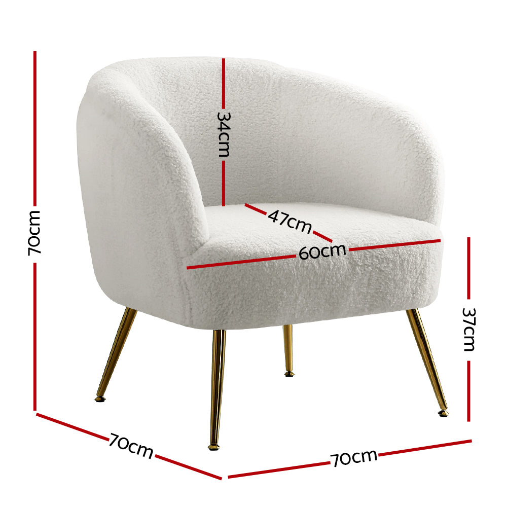 Artiss Armchair Lounge Chair Accent Chairs Armchairs Sherpa Boucle Sofa White - Furniture > Bar Stools & Chairs > Arm