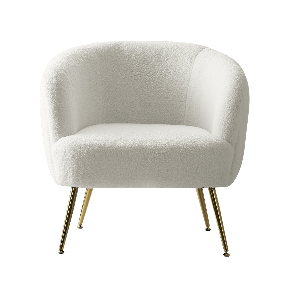 Artiss Armchair Lounge Chair Accent Chairs Armchairs Sherpa Boucle Sofa White - Furniture > Bar Stools & Chairs > Arm