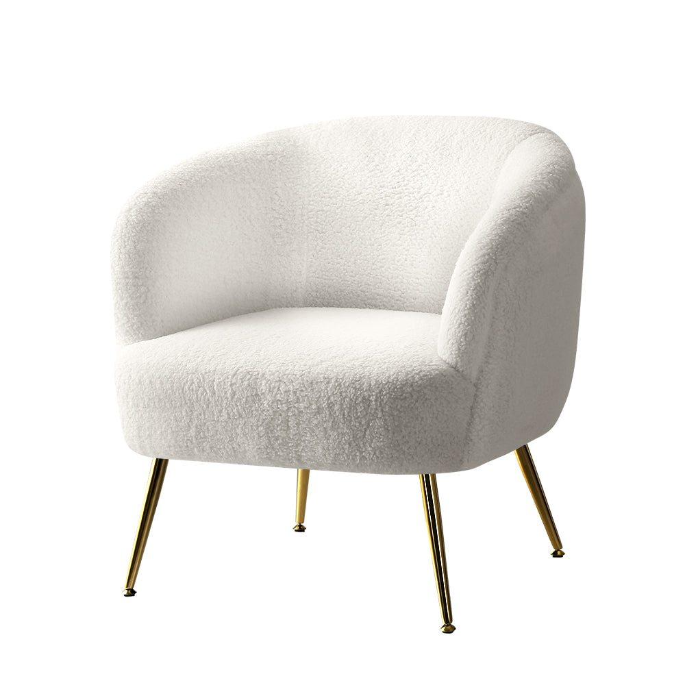 Artiss Armchair Lounge Chair Accent Chairs Armchairs Sherpa Boucle Sofa White - Furniture > Bar Stools & Chairs > Arm