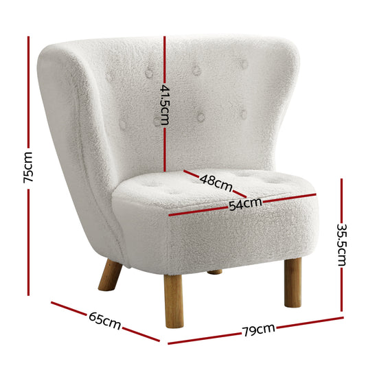 Artiss Armchair Lounge Accent Chair Armchairs Couch Chairs Sofa Bedroom White Furniture > Bar Stools & Chairs > Arm