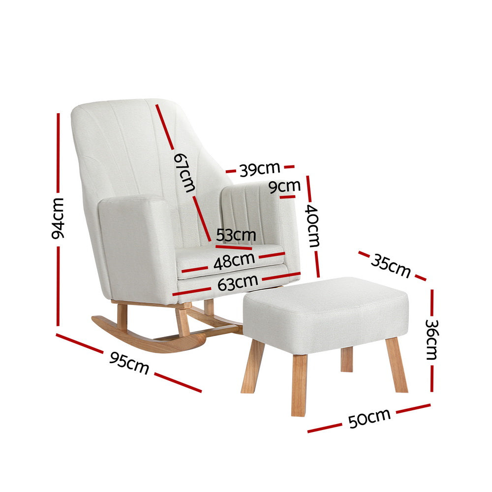 Artiss Rocking Chair Armchair Linen Fabric Beige Jonah Furniture > Bar Stools & Chairs > Arm Chairs & Recliners