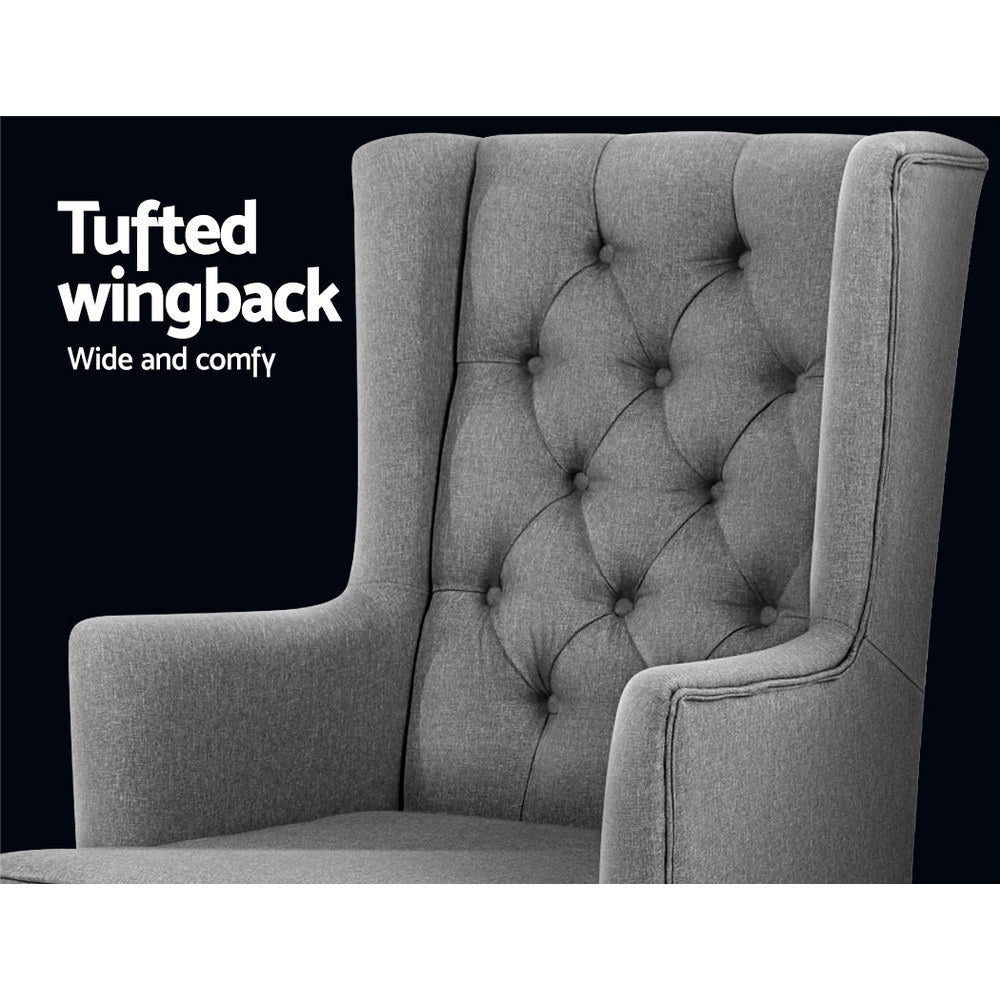 Artiss Rocking Chair Armchair Linen Fabric Grey Gaia - Furniture > Bar Stools & Chairs > Arm Chairs & Recliners