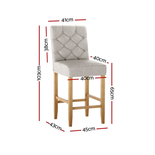 Artiss 2x Bar Stools Linen Upholstered Chairs Furniture > Bar Stools & Chairs > Table & Bar Stools