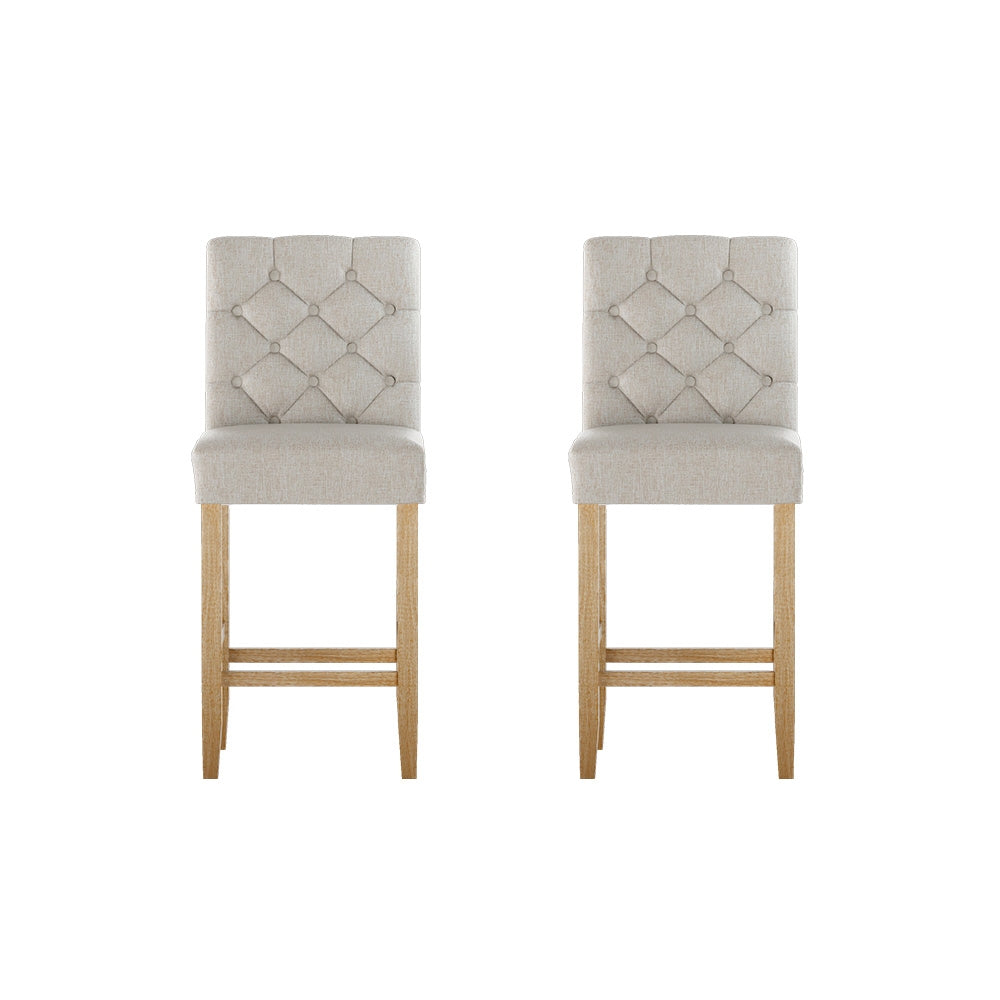 Artiss 2x Bar Stools Linen Upholstered Chairs Furniture > Bar Stools & Chairs > Table & Bar Stools