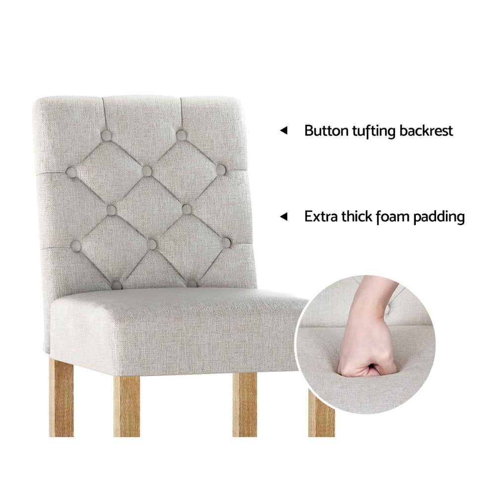 Artiss 2x Bar Stools Linen Upholstered Chairs Furniture > Bar Stools & Chairs > Table & Bar Stools