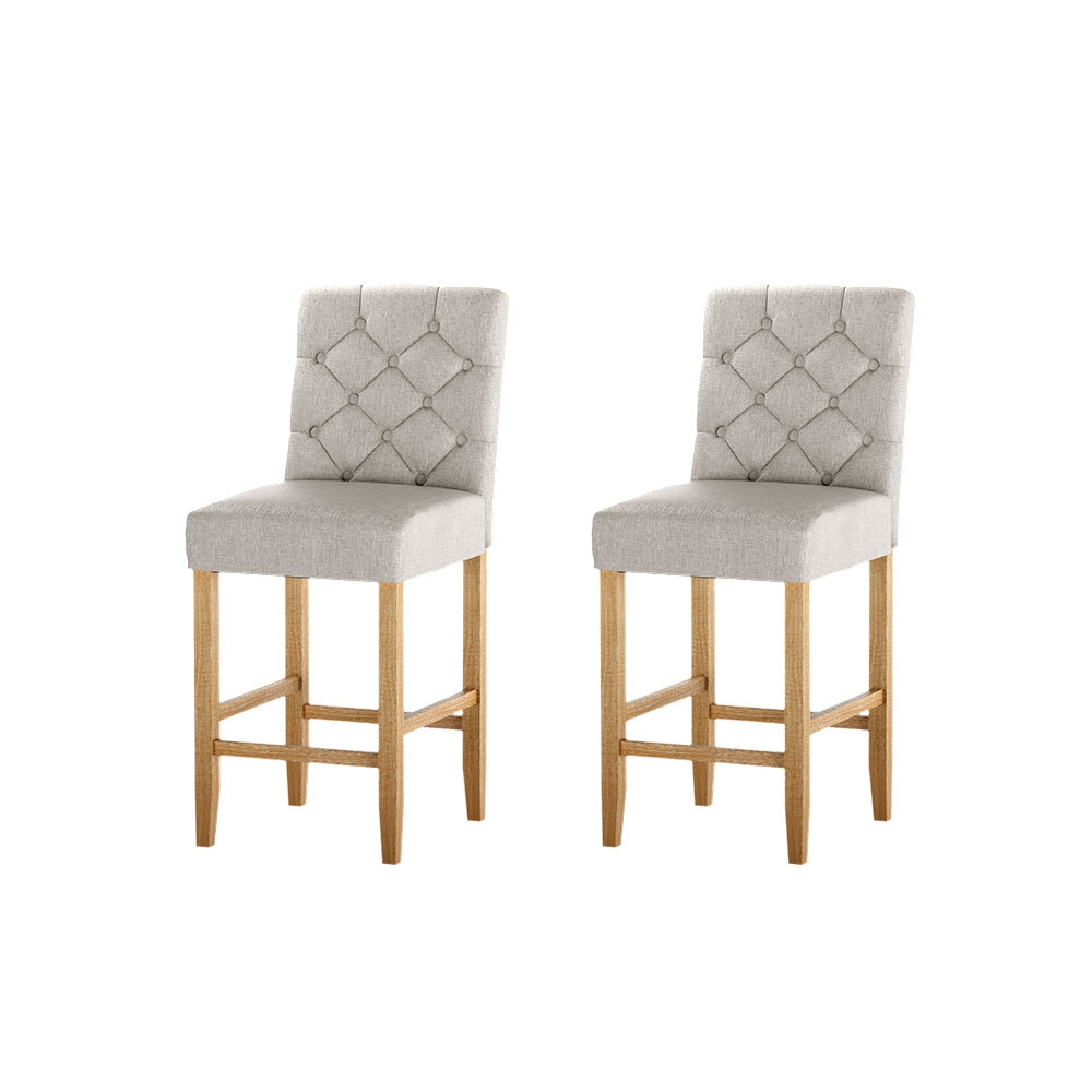 Artiss 2x Bar Stools Linen Upholstered Chairs Furniture > Bar Stools & Chairs > Table & Bar Stools