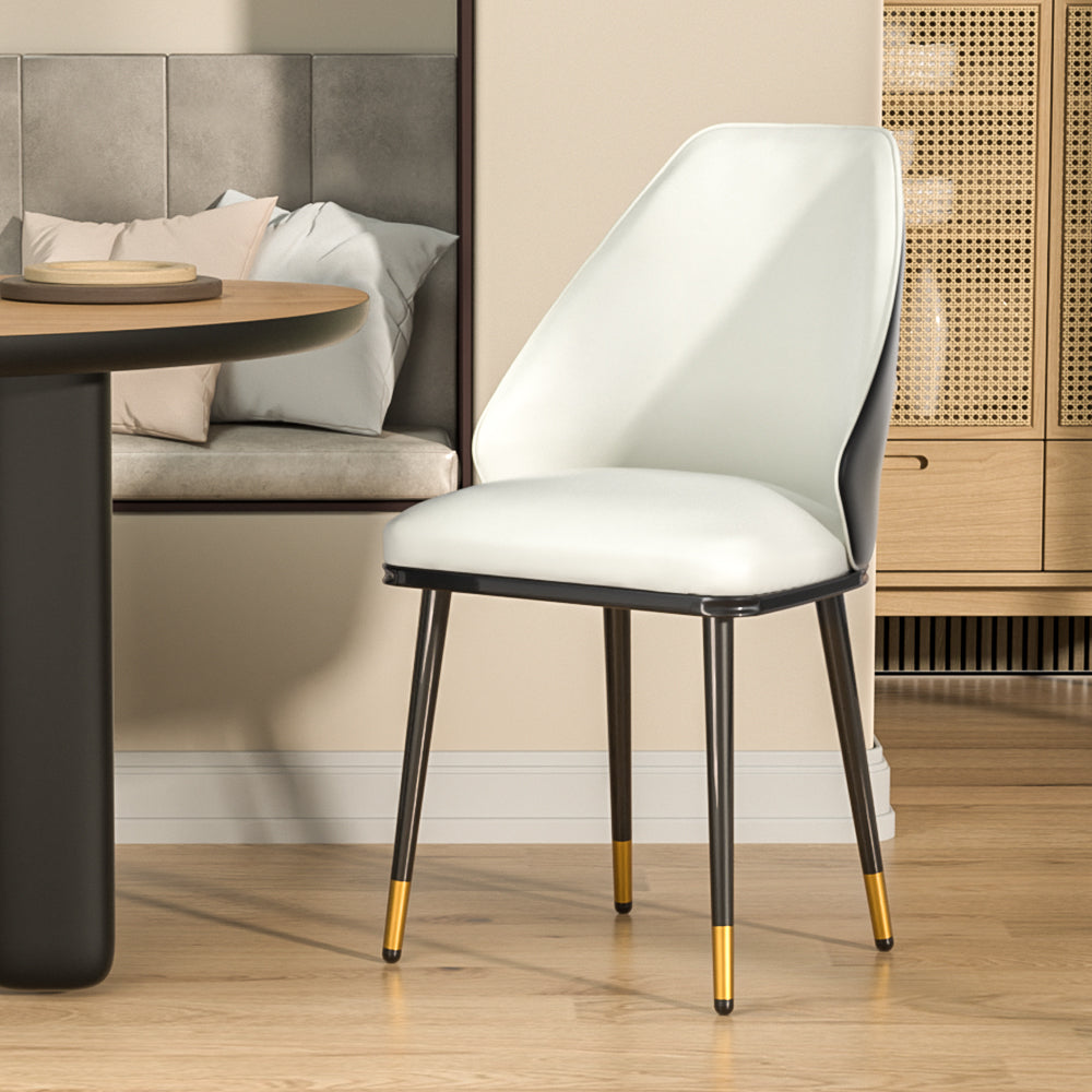 Artiss Dining Chairs Set of 2 Leather Seat Beige and Black - Furniture > Bar Stools & Chairs > Table & Bar Stools