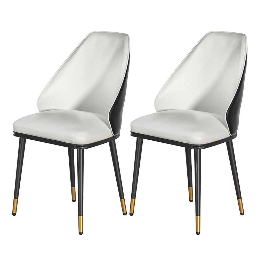 Artiss Dining Chairs Set of 2 Leather Seat Beige and Black - Furniture > Bar Stools & Chairs > Table & Bar Stools