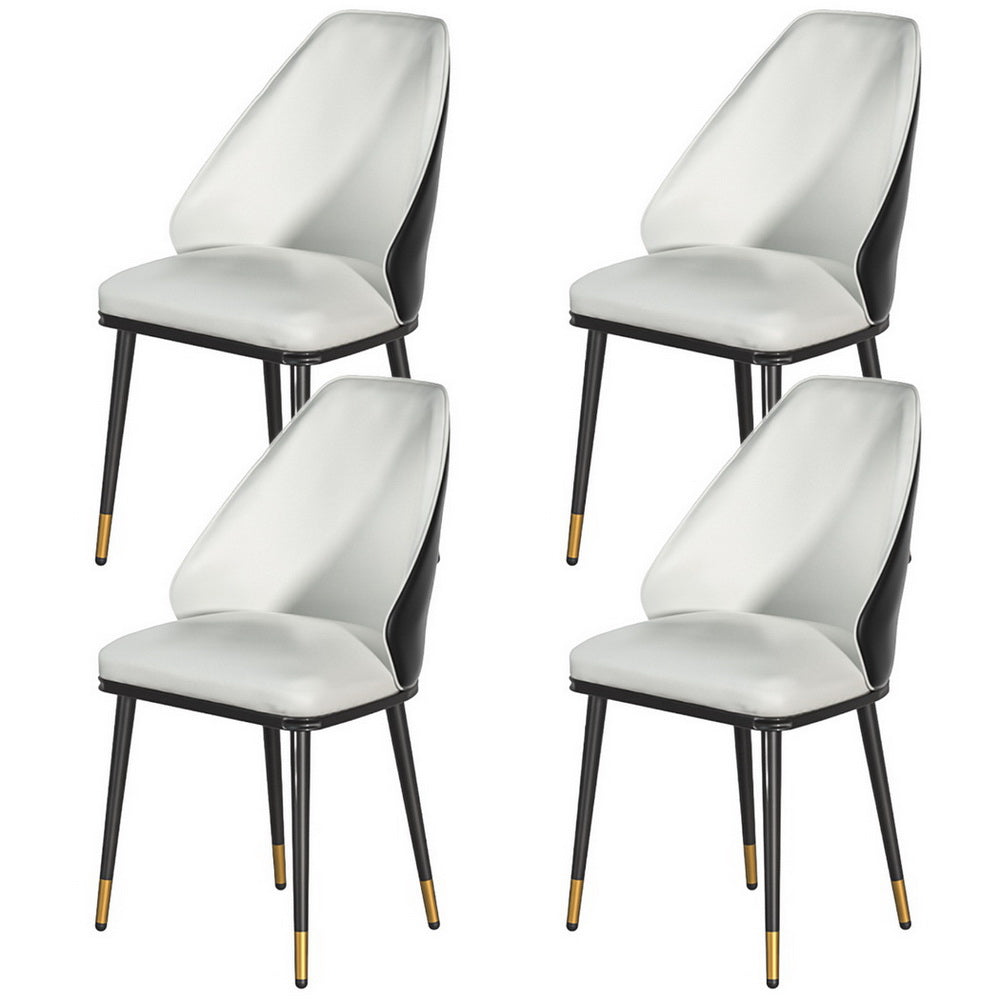 Artiss Dining Chairs Set of 4 Leather Seat Beige and Black - Furniture > Dining > Kitchen & Dining Chairs