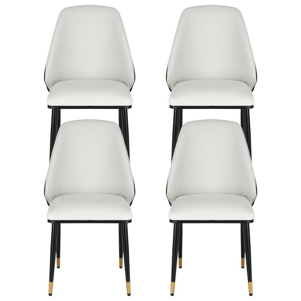 Artiss Dining Chairs Set of 4 Leather Seat Beige and Black - Furniture > Dining > Kitchen & Dining Chairs