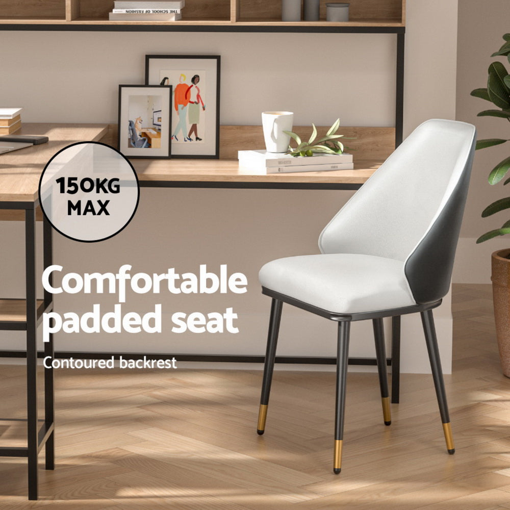 Artiss Dining Chairs Set of 4 Leather Seat Beige and Black - Furniture > Dining > Kitchen & Dining Chairs