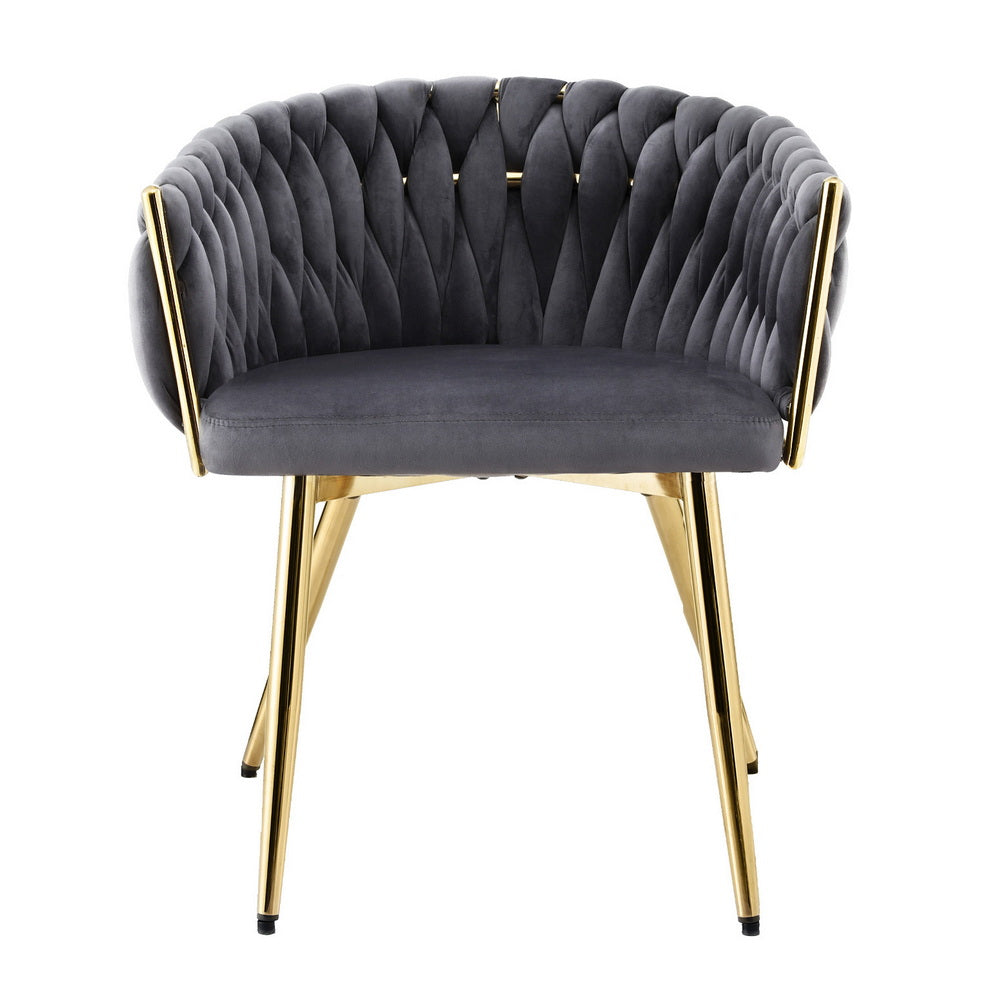 1x Dining Chair Armchair Cafe Kitchen Lounge Chairs Velvet Weaving Grey
