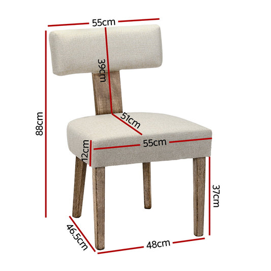 Artiss Dining Chairs Set of 4 Linen Fabric Wooden Beige Furniture > Dining > Kitchen & Dining Chairs