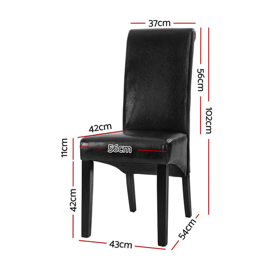 Dining Chairs Set of 2 Leather Parsons Chair Black - Furniture > Bar Stools & Chairs > Table & Bar Stools