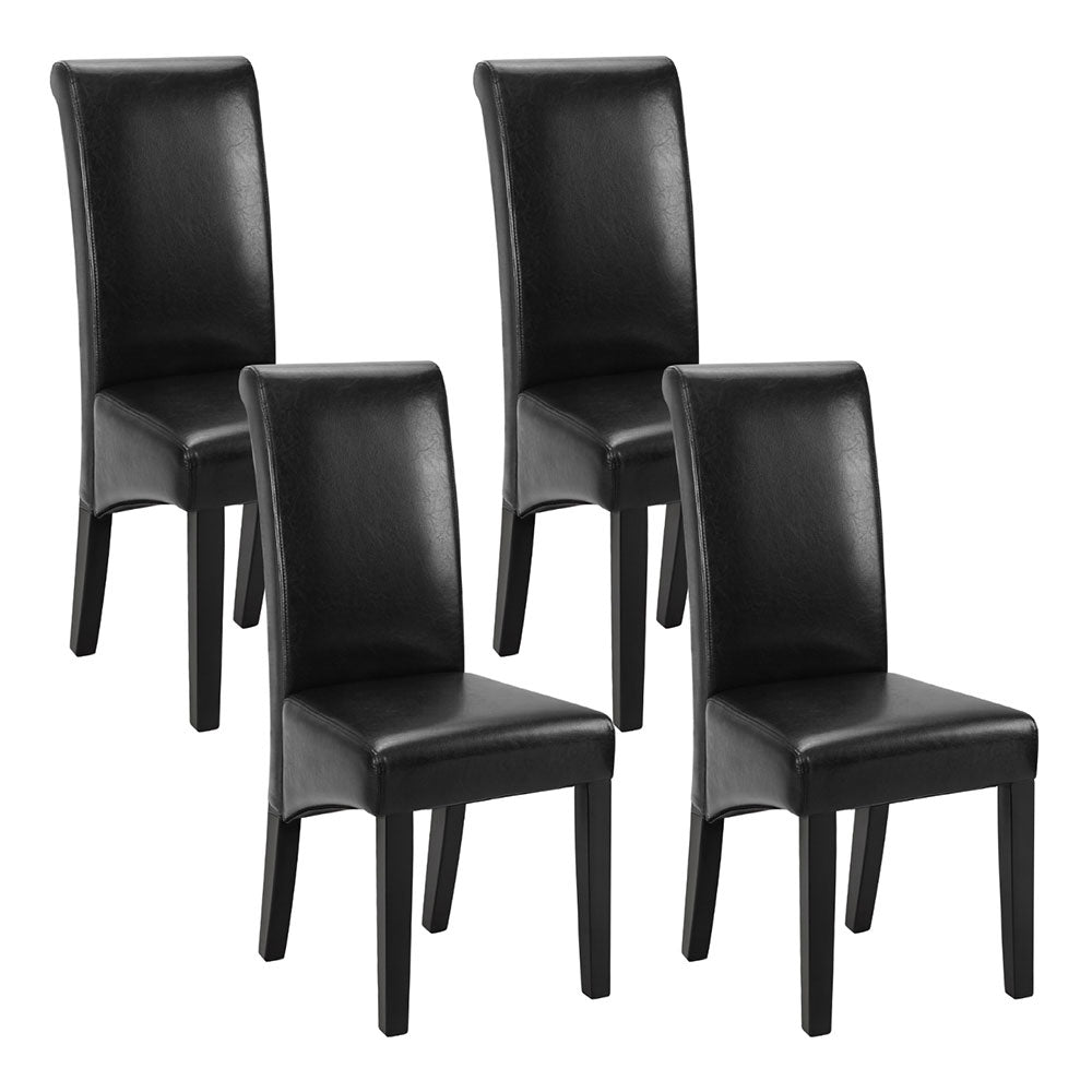 Artiss Dining Chairs Set of 2 Leather Parsons Chair Black - Furniture > Dining > Kitchen & Dining Chairs