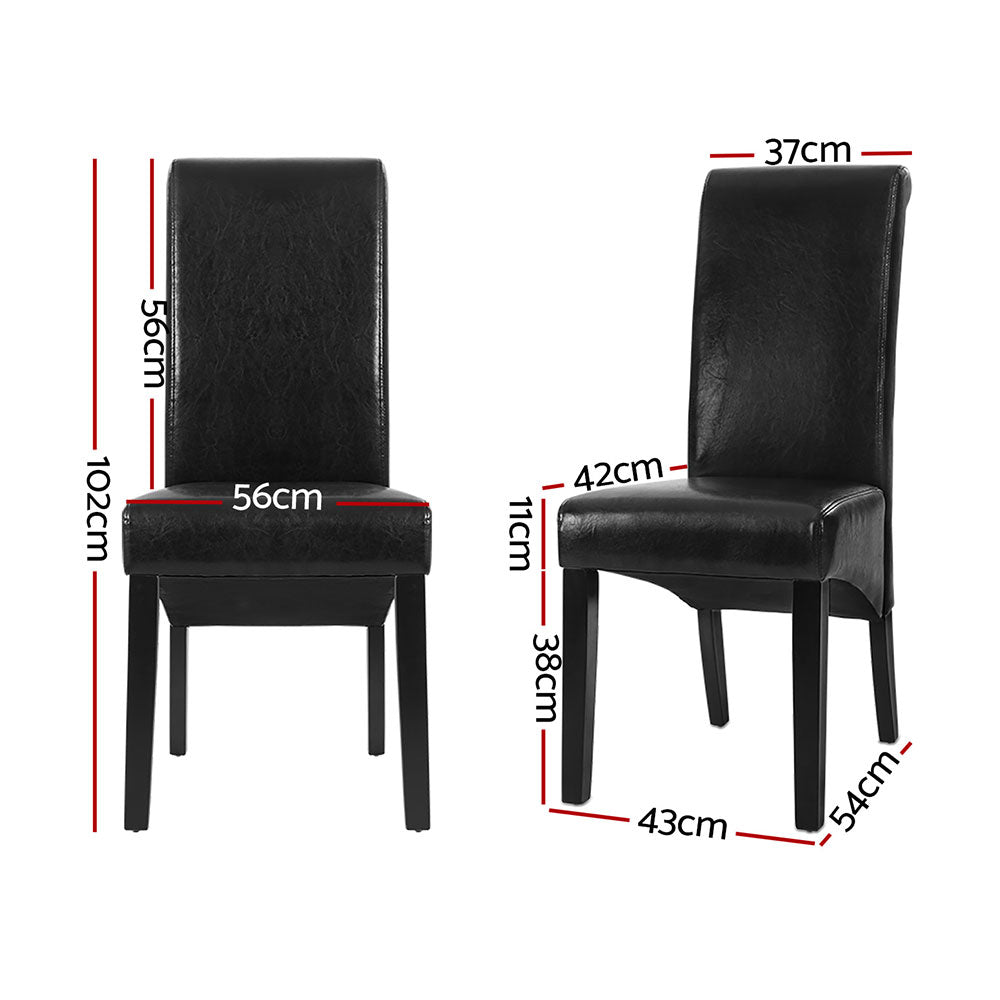 Artiss Dining Chairs Set of 2 Leather Parsons Chair Black - Furniture > Dining > Kitchen & Dining Chairs