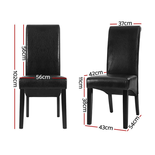 Dining Chairs Set of 2 Leather Parsons Chair Black - Furniture > Dining > Kitchen & Dining Chairs