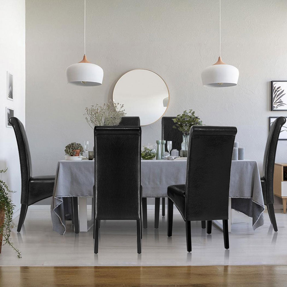 Artiss Dining Chairs Set of 2 Leather Parsons Chair Black - Furniture > Dining > Kitchen & Dining Chairs