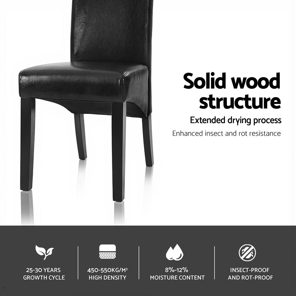 Artiss Dining Chairs Set of 2 Leather Parsons Chair Black - Furniture > Dining > Kitchen & Dining Chairs