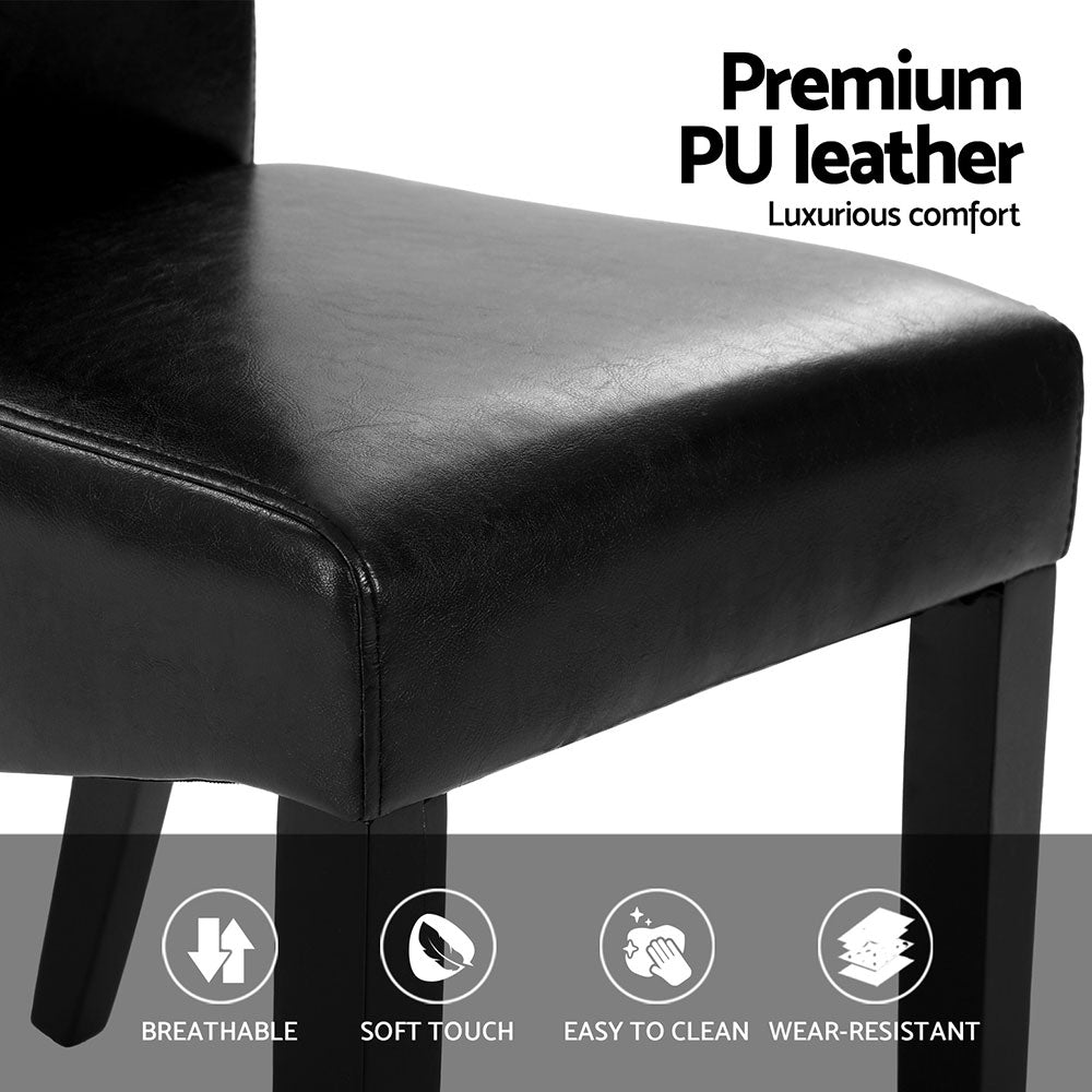 Artiss Dining Chairs Set of 2 Leather Parsons Chair Black - Furniture > Dining > Kitchen & Dining Chairs