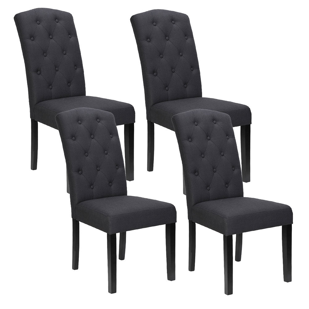 Artiss Dining Chairs Set of 4 Linen Parsons Chair Dark Grey Furniture > Dining > Kitchen & Dining Chairs