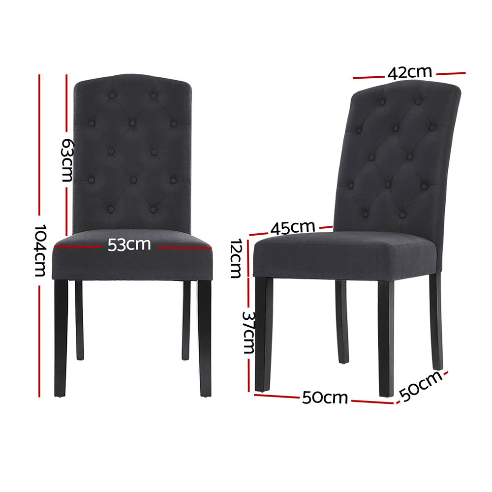 Artiss Dining Chairs Set of 4 Linen Parsons Chair Dark Grey Furniture > Dining > Kitchen & Dining Chairs