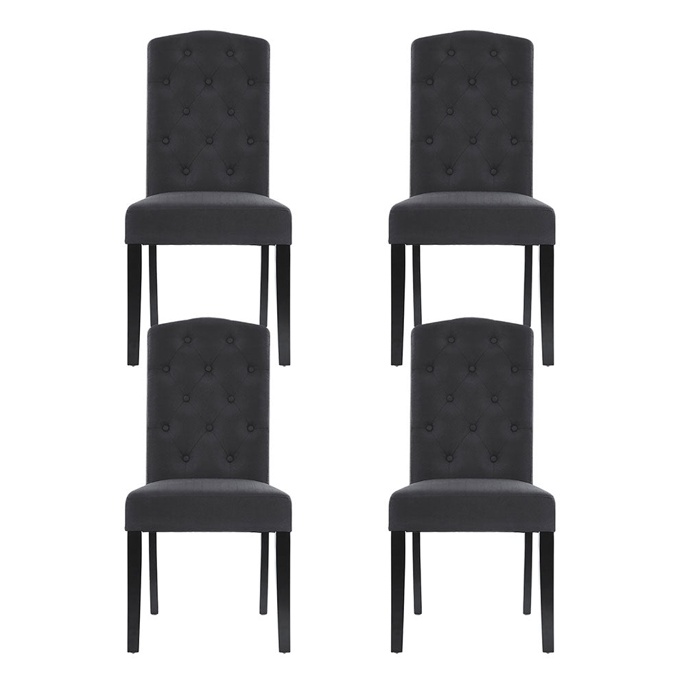 Artiss Dining Chairs Set of 4 Linen Parsons Chair Dark Grey Furniture > Dining > Kitchen & Dining Chairs