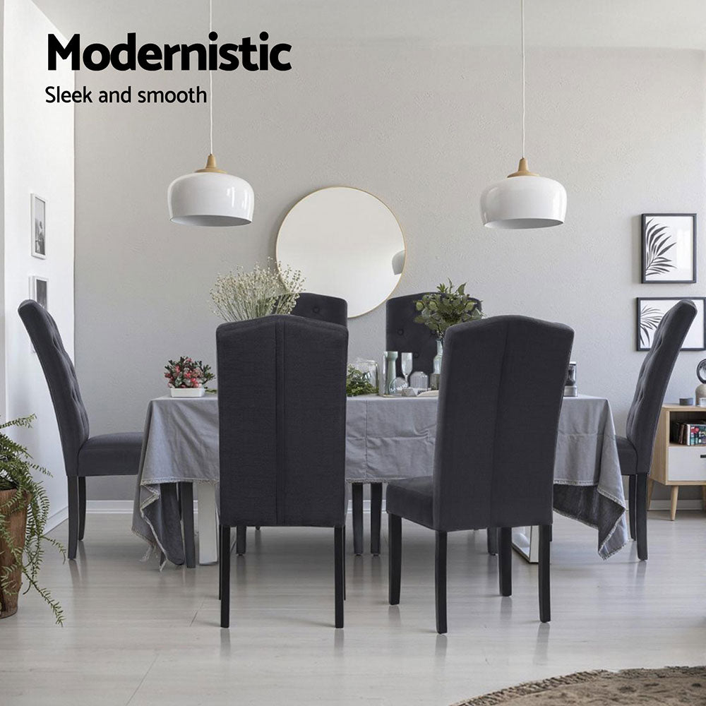Artiss Dining Chairs Set of 4 Linen Parsons Chair Dark Grey Furniture > Dining > Kitchen & Dining Chairs
