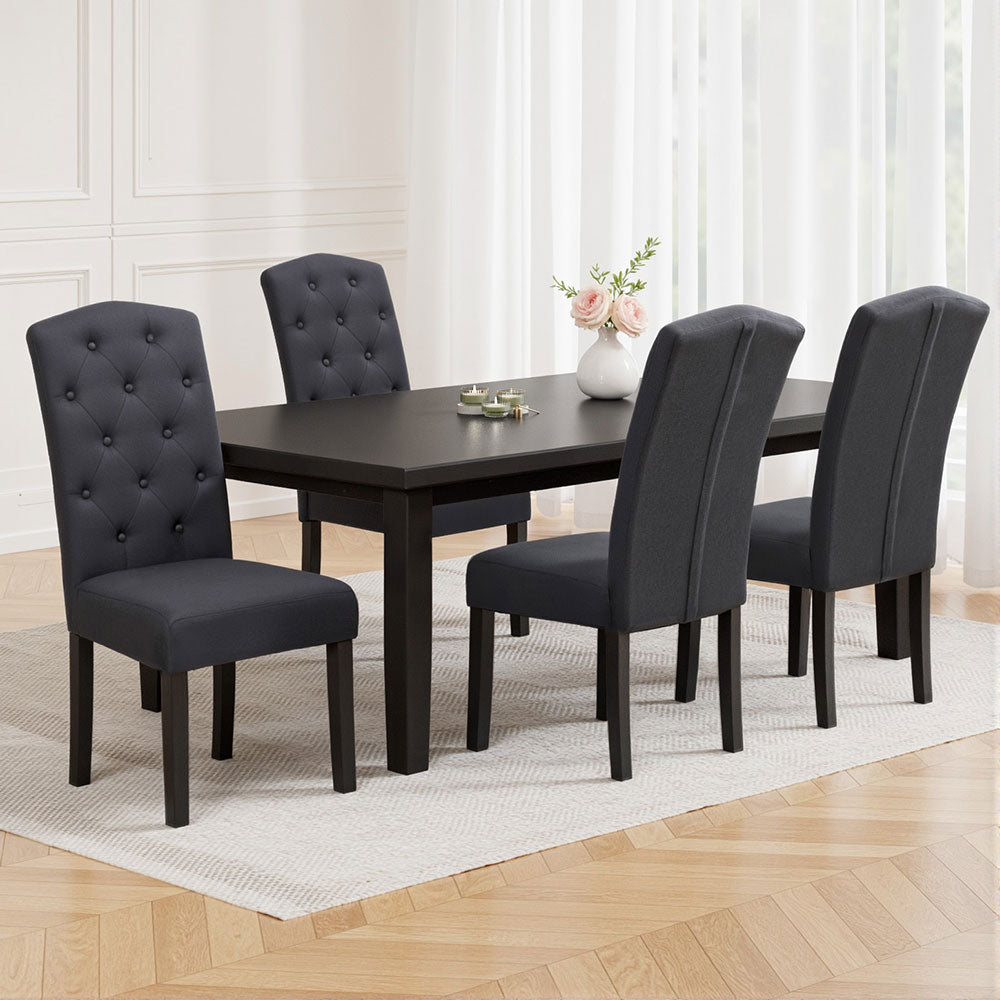 Artiss Dining Chairs Set of 4 Linen Parsons Chair Dark Grey Furniture > Dining > Kitchen & Dining Chairs