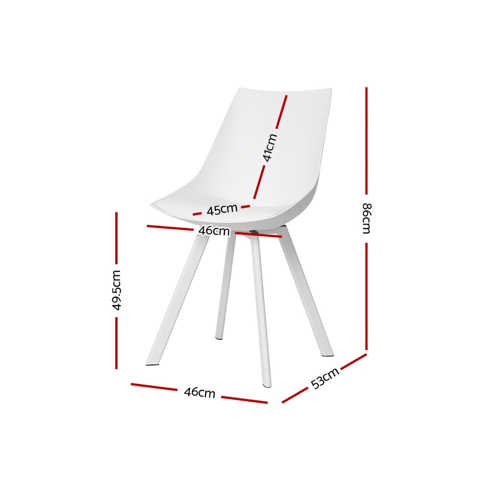 Artiss Dining Chairs Set of 2 PU Leather Plastic Metal White - Furniture > Outdoor > Outdoor Chairs