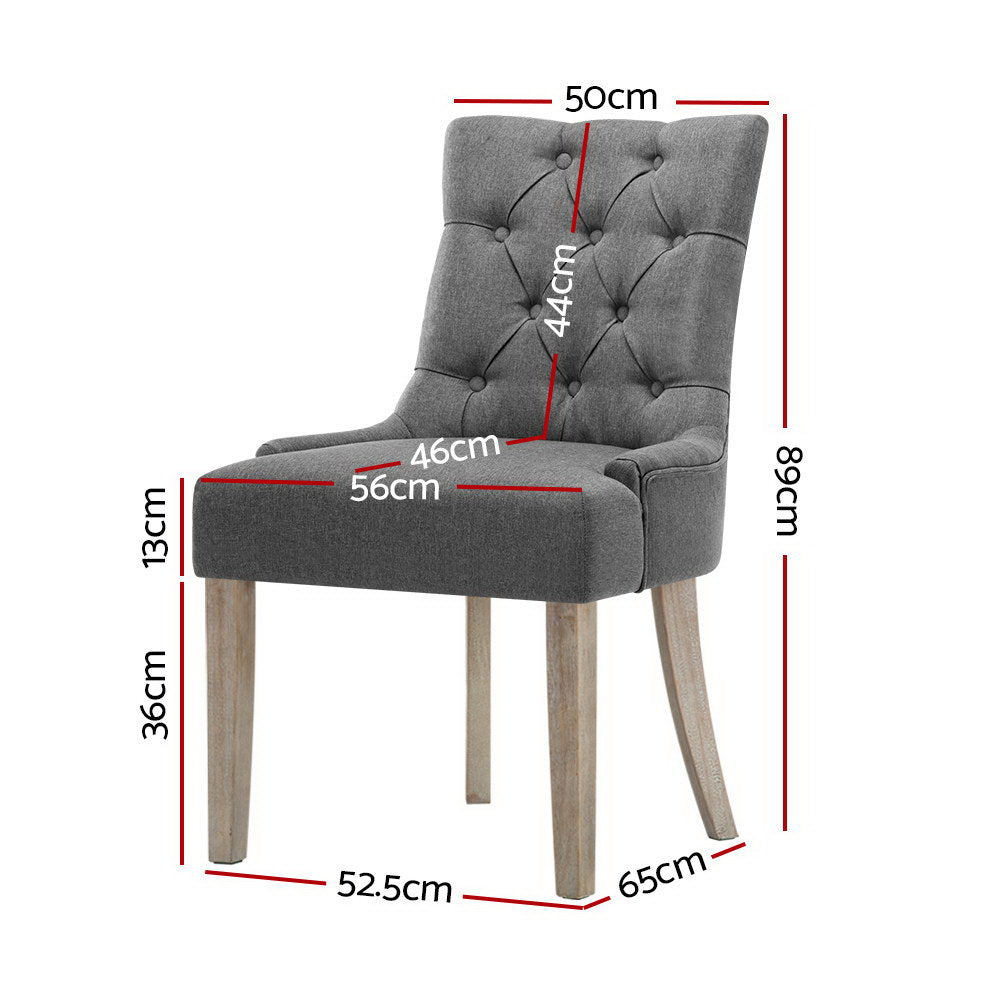 Artiss Dining Chairs Set of 2 Linen French Provincial Grey Furniture > Dining > Dining Set