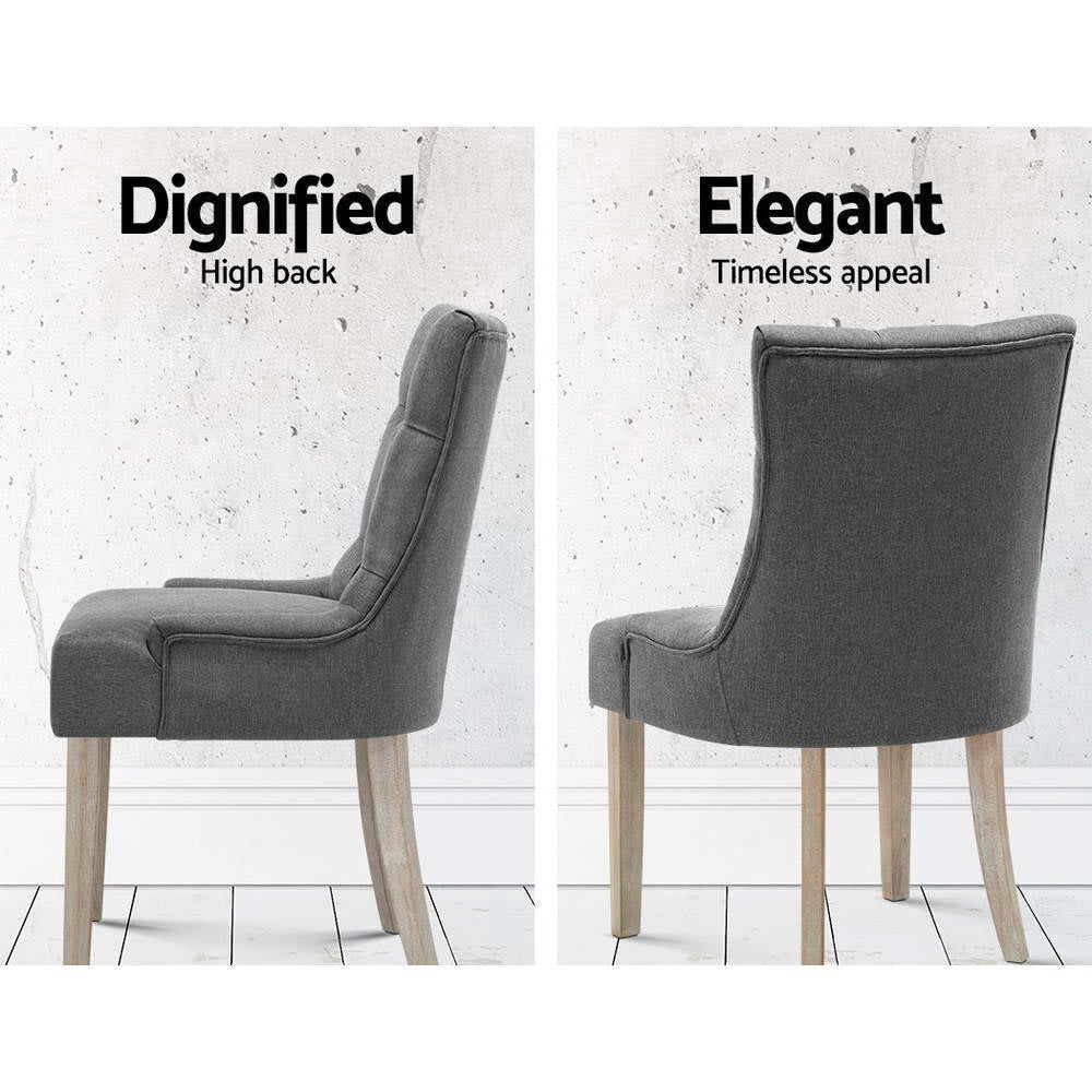 Artiss Dining Chairs Set of 2 Linen French Provincial Grey Furniture > Dining > Dining Set