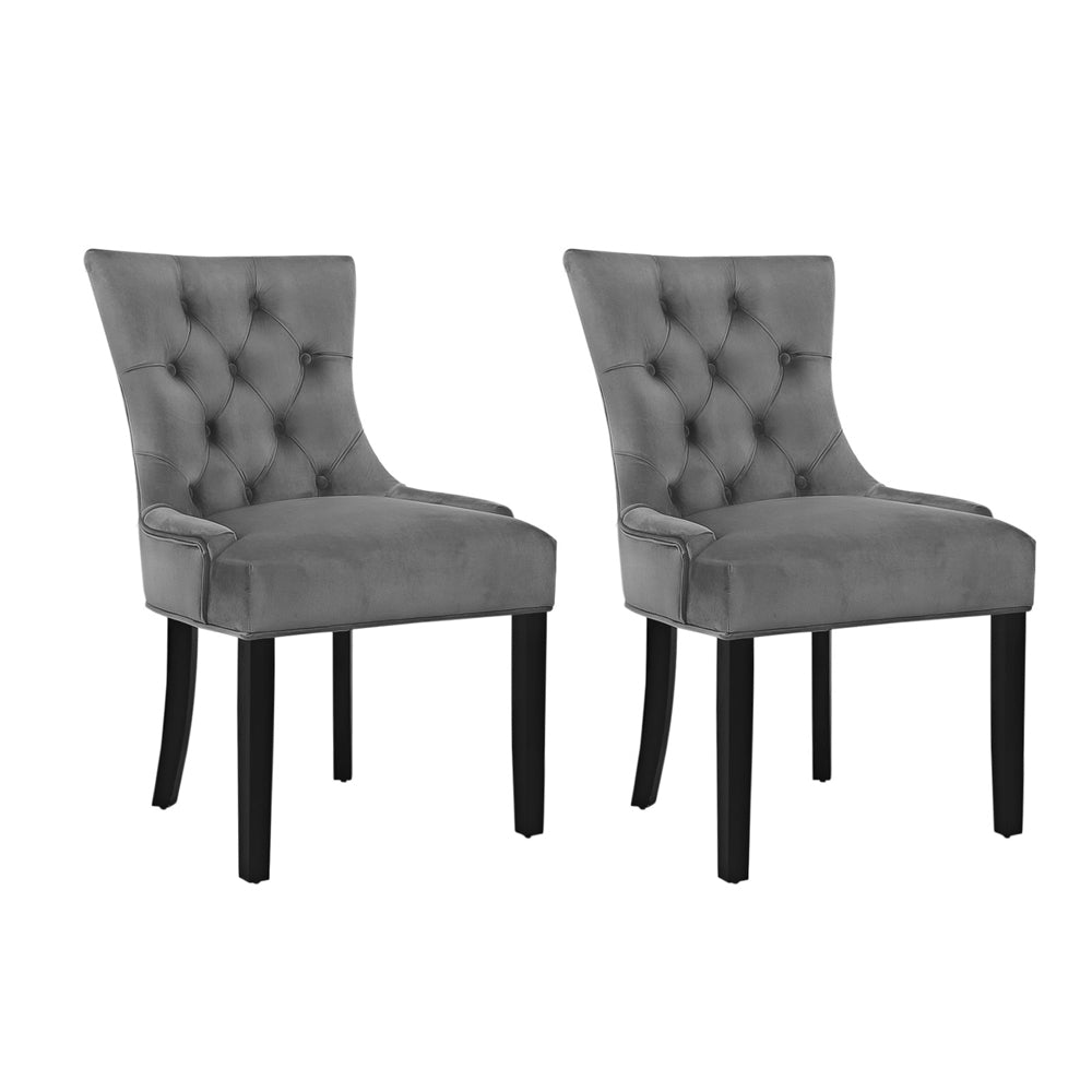 Artiss Dining Chairs Set of 2 Velvet French Provincial Grey Furniture > Dining > Dining Set