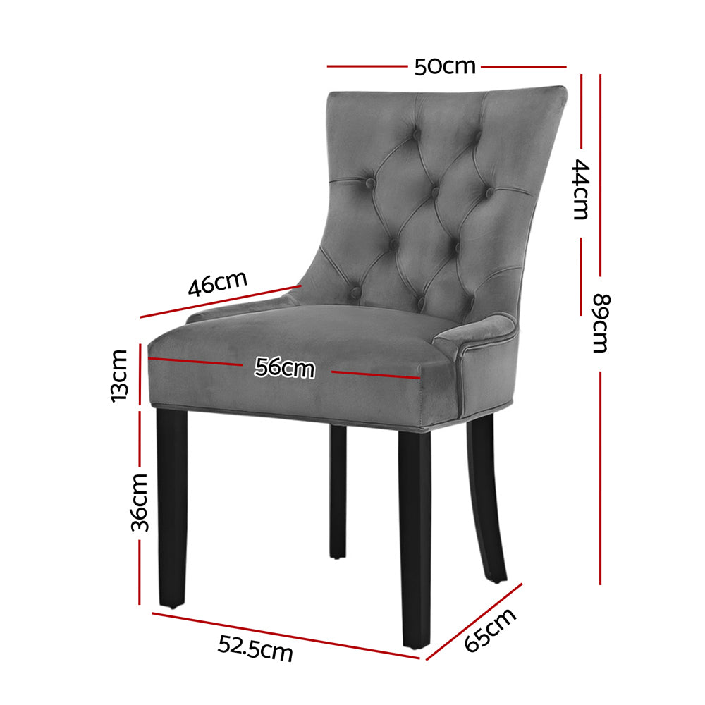 Artiss Dining Chairs Set of 2 Velvet French Provincial Grey Furniture > Dining > Dining Set
