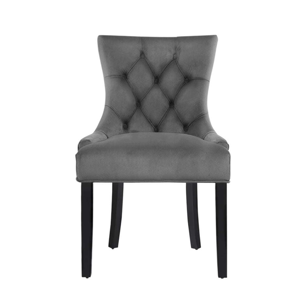 Artiss Dining Chairs Set of 2 Velvet French Provincial Grey Furniture > Dining > Dining Set