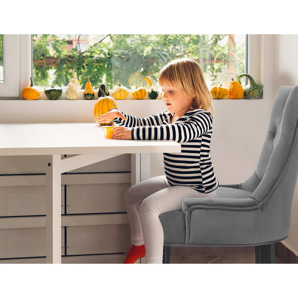 Artiss Dining Chairs Set of 2 Velvet French Provincial Grey Furniture > Dining > Dining Set