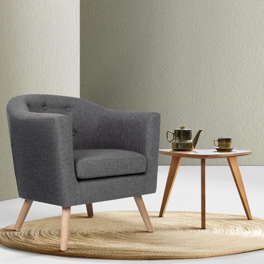 Artiss Armchair Tub Chair Grey Adora - Furniture > Bar Stools & Chairs > Arm Chairs & Recliners