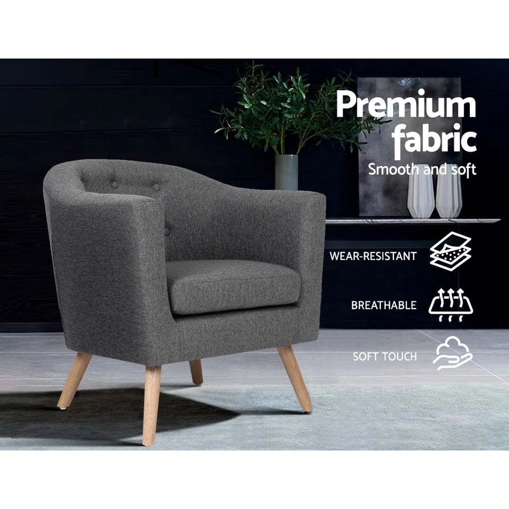 Artiss Armchair Tub Chair Grey Adora - Furniture > Bar Stools & Chairs > Arm Chairs & Recliners