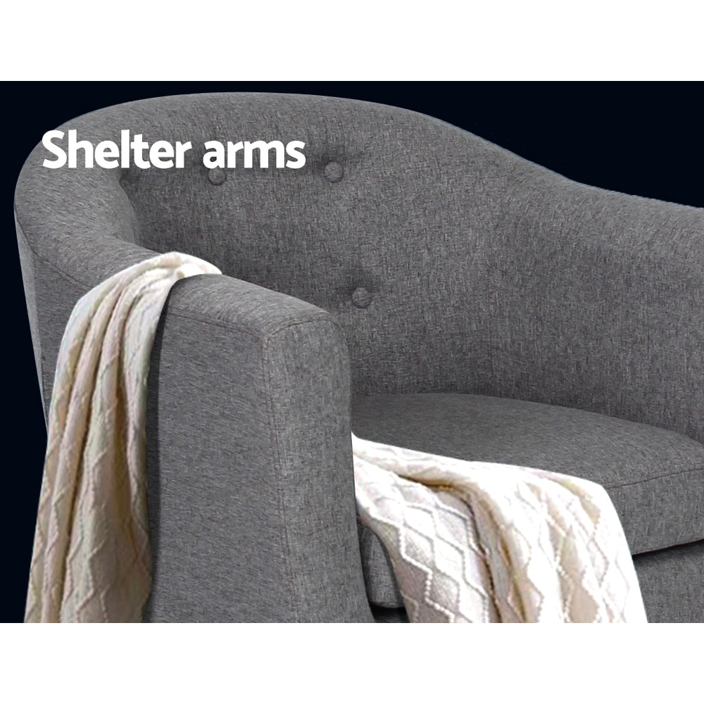 Artiss Armchair Tub Chair Grey Adora - Furniture > Bar Stools & Chairs > Arm Chairs & Recliners