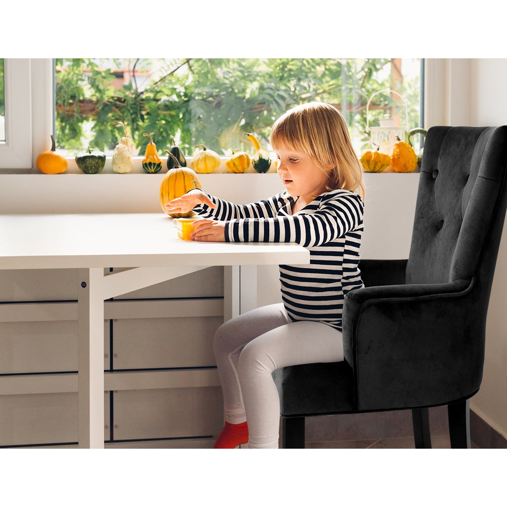 Artiss Dining Chair Velvet French Provincial Armchair Black - Furniture > Bar Stools & Chairs > Arm Chairs & Recliners