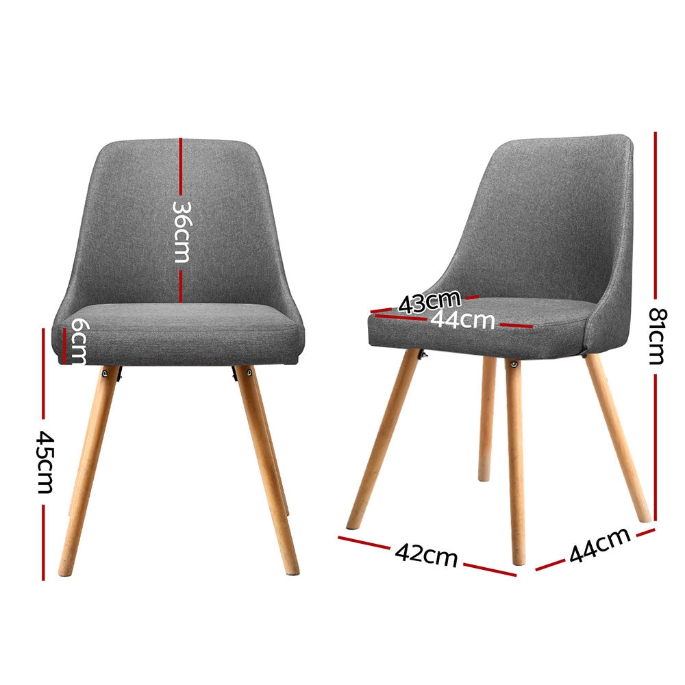 Artiss Dining Chairs Set of 4 Fabric Wooden Grey - Furniture > Dining > Kitchen & Dining Chairs
