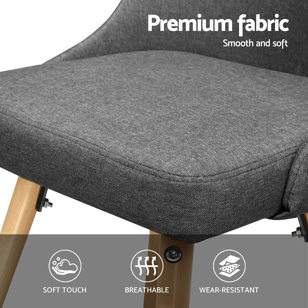 Artiss Dining Chairs Set of 4 Fabric Wooden Grey - Furniture > Dining > Kitchen & Dining Chairs