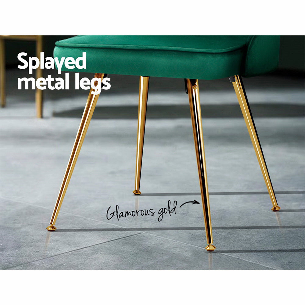 Dining Chairs Set of 2 Velvet Channel Tufted Green