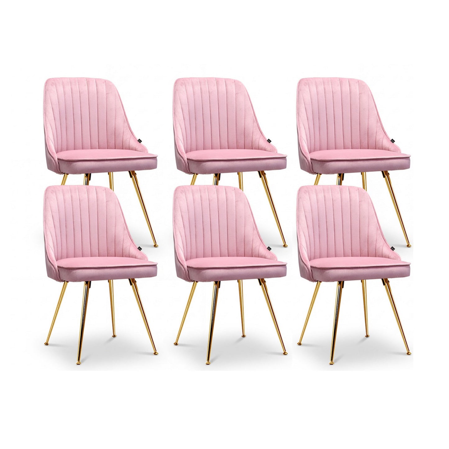 Dining Chairs Set of 6 Pink Velvet Channel Tufted