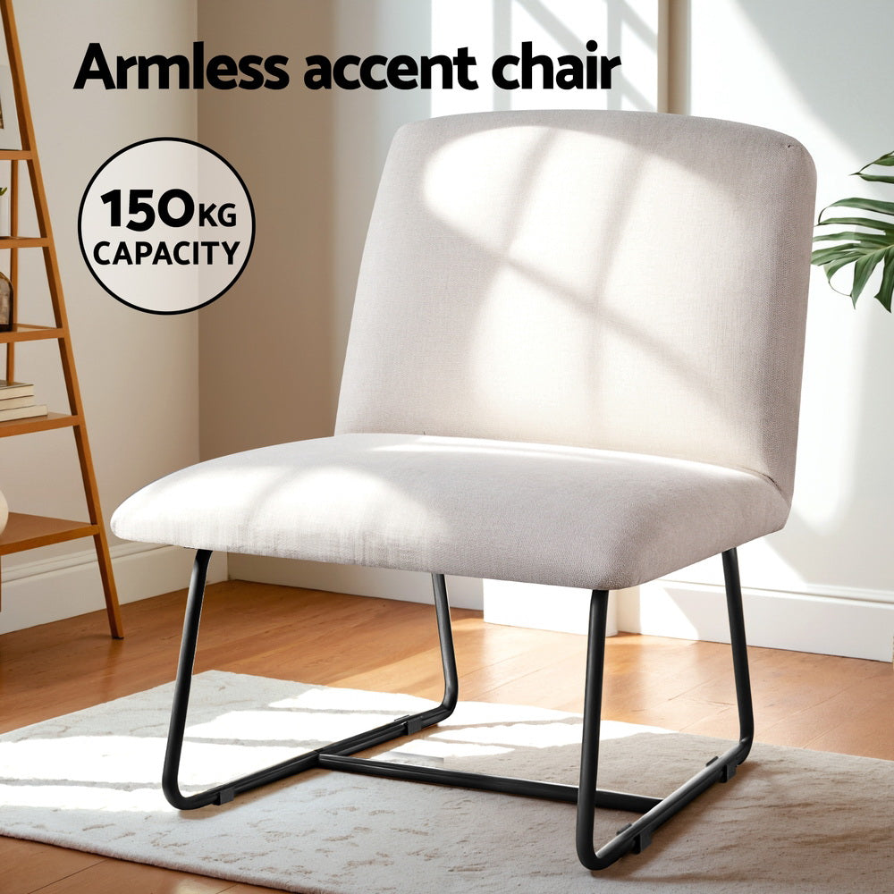 Artiss Accent Chair Armchair Cross Leg Beige - Furniture > Bar Stools & Chairs > Arm Chairs & Recliners