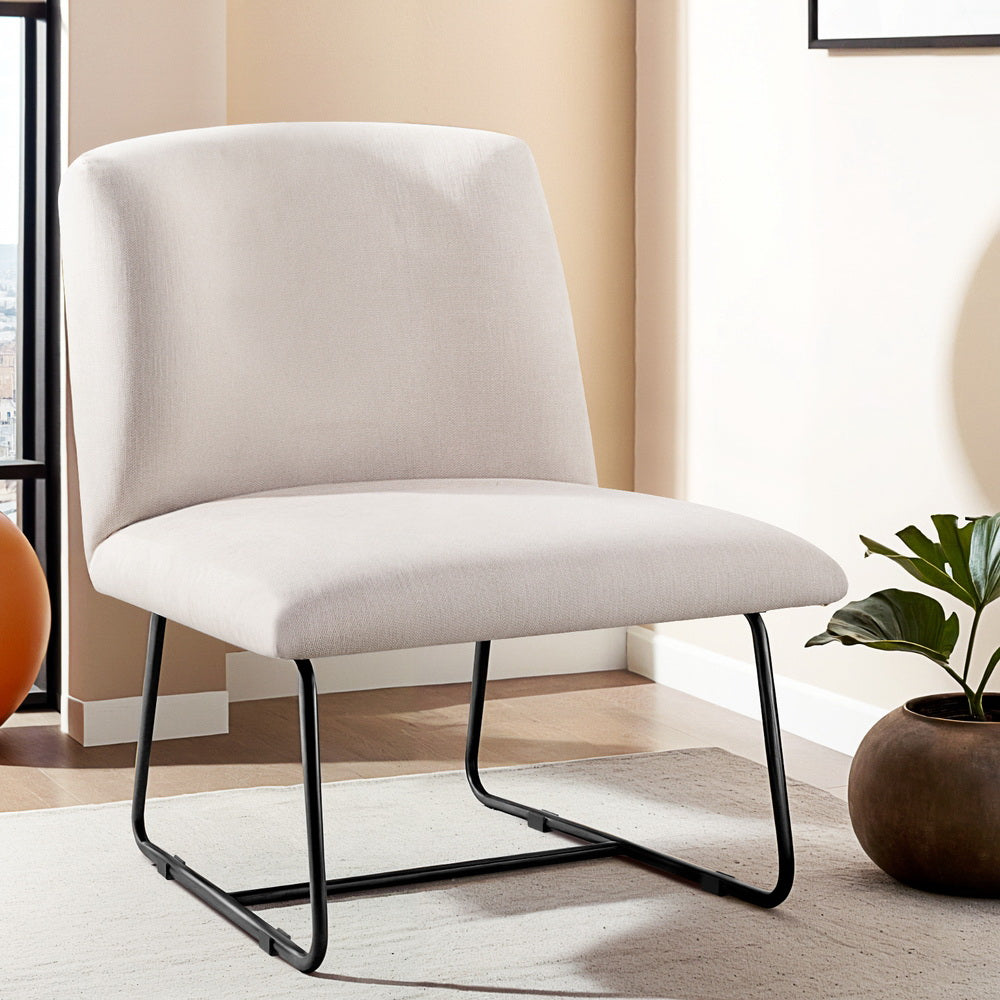 Artiss Accent Chair Armchair Cross Leg Beige - Furniture > Bar Stools & Chairs > Arm Chairs & Recliners