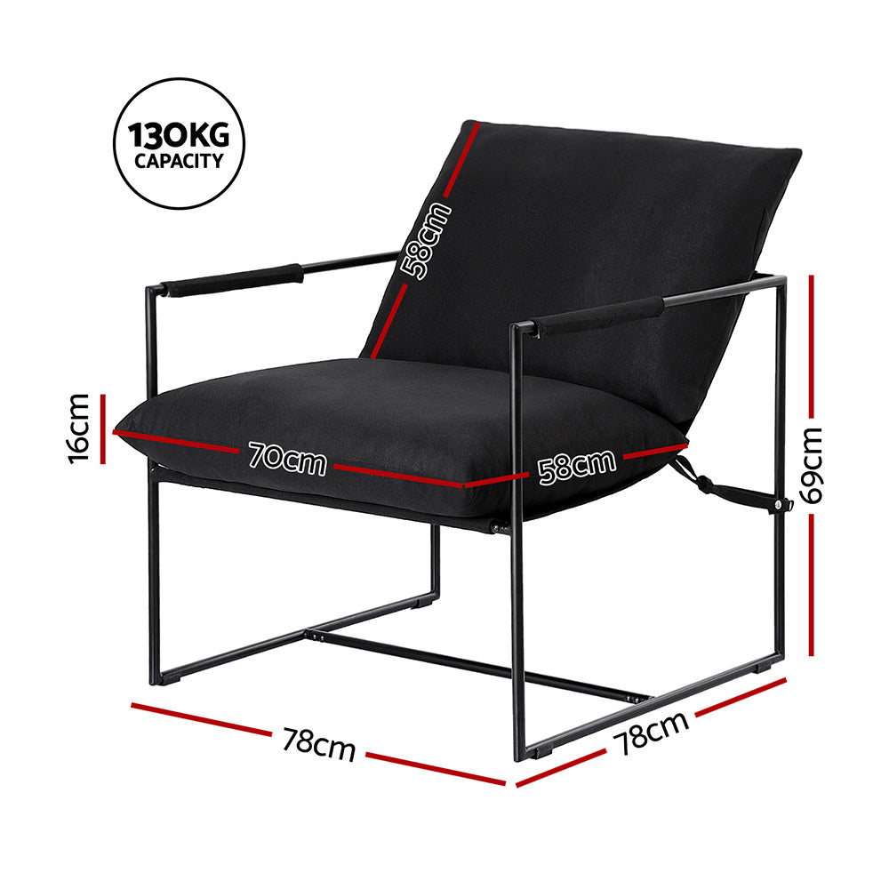Artiss Armchair Lounge Chair Sling Black - Furniture > Bar Stools & Chairs > Arm Chairs & Recliners